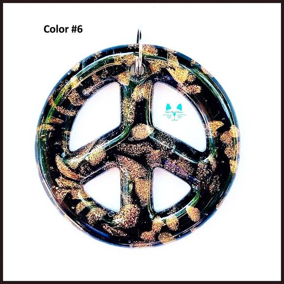 Large Colorful Glitter Lamp-Work Peace Sign Pendant - Picture 8 of 9